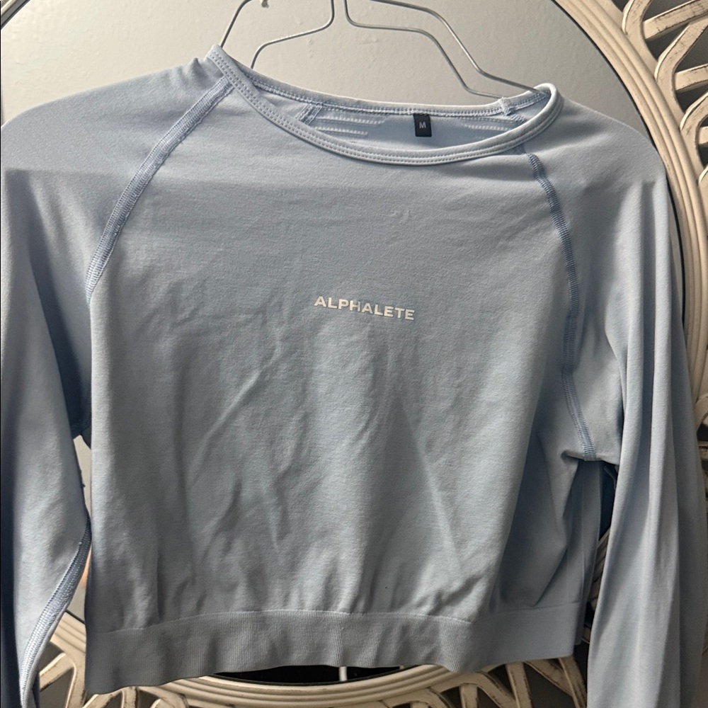 Alphalete Light Blue Long Sleeve Crop Sweatshirt